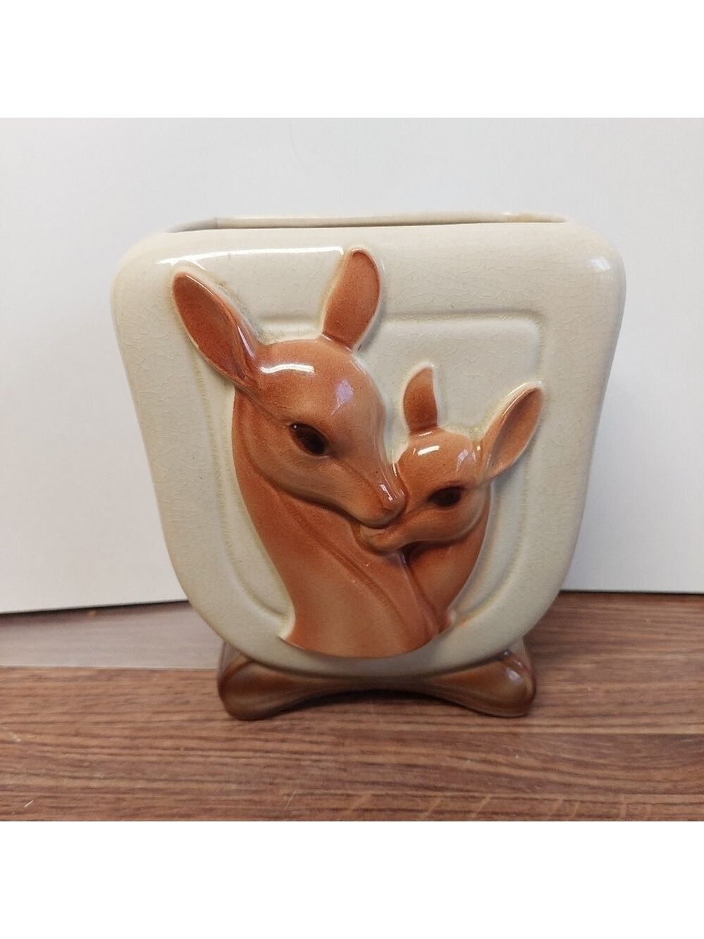 Vintage* 40s Royal Copley Embossed Deer & Fawn Vase/Planter